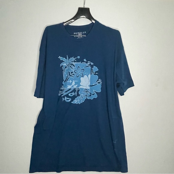 Shomolus Surf Co. Tee Shirt Crew neck Island Hawaii Graphic Blue 3xL - Picture 5 of 10